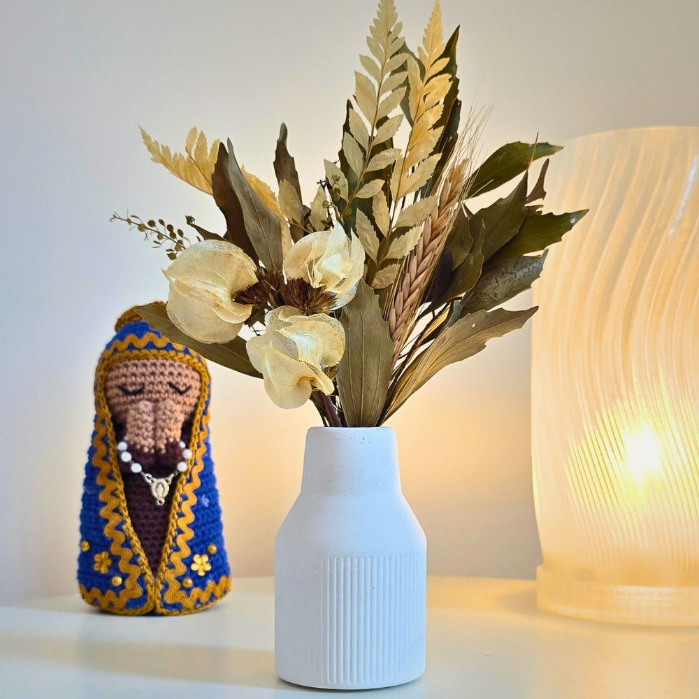 Arranjo De Flores Secas Decorativo Vaso Garrafa Retrô