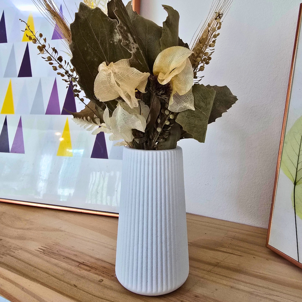 Arranjo De Flores Secas Decorativo Vaso Garrafa Listra