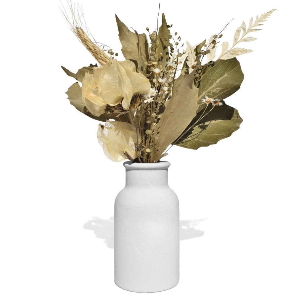 Arranjo De Flores Secas Decor Vaso Garrafa Lisa Class