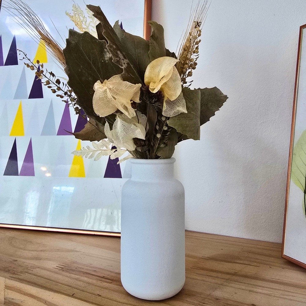 Arranjo De Flores Secas Decor Vaso Garrafa Lisa Class