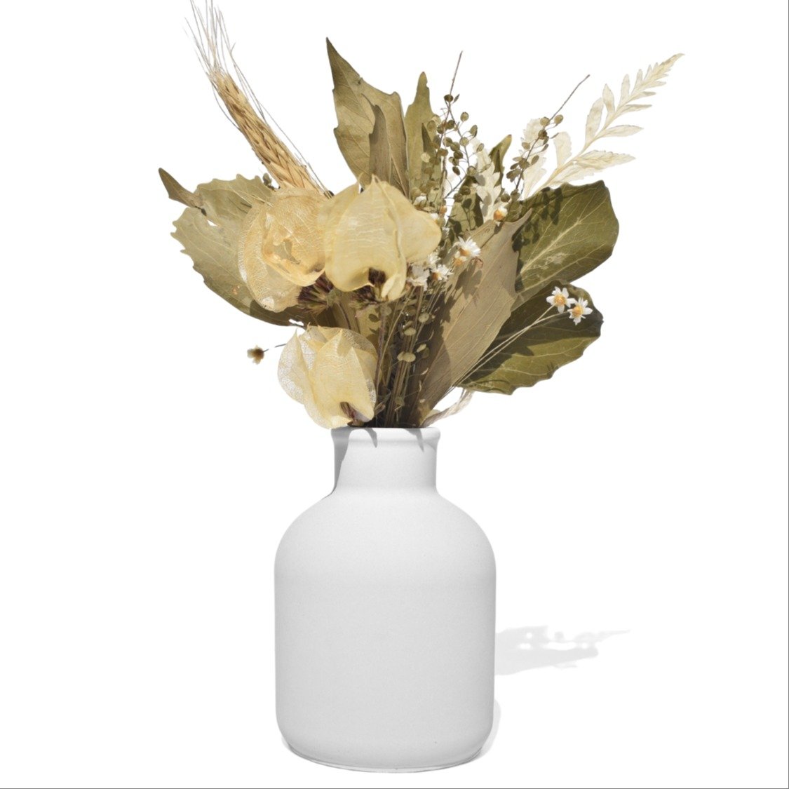 Arranjo De Flores Secas Decor Vaso Garrafa Vintage Lis