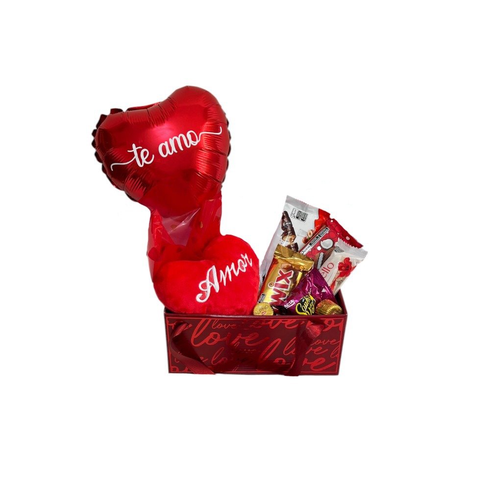 Cesta de Chocolates e Pelúcia Love