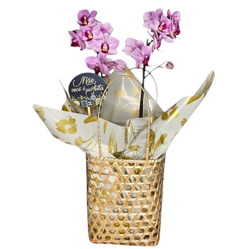 Arranjo de Orquídeas em Cesta Elegante