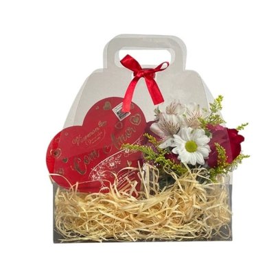 GlassBloom - Arranjo Floral com Chocolates Crocantes