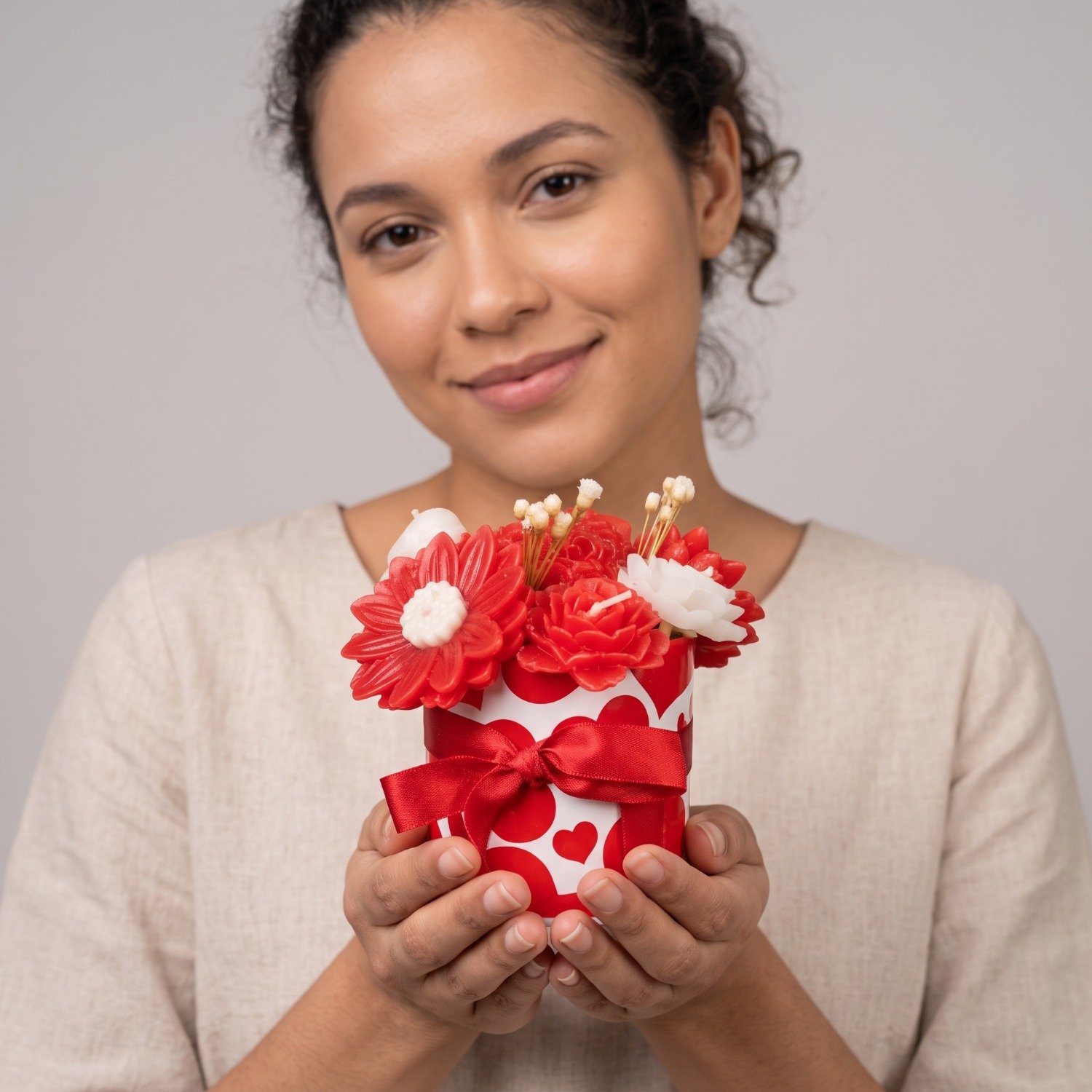 Arranjo Flores de Velas Aromáticas Vermelhas