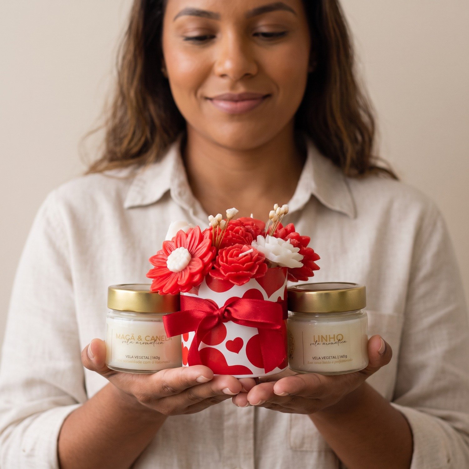 Kit Arranjo de Flores Aromáticas Vermelhas