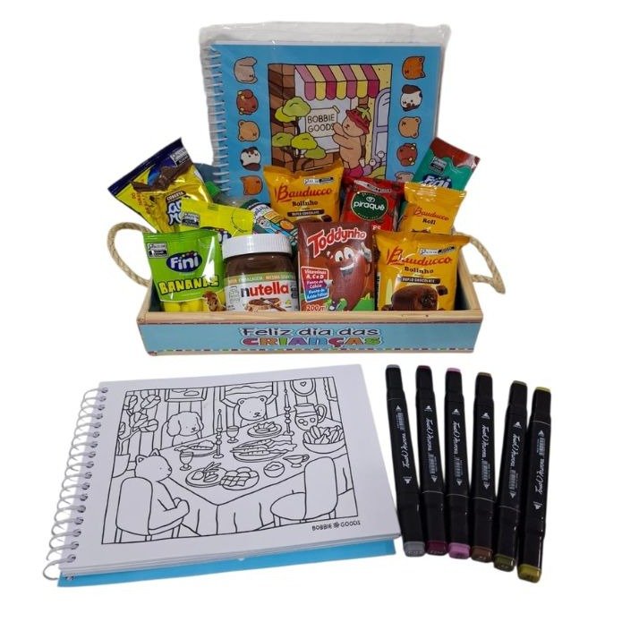 Cesta Bobbie Goods Colorir com Cores Dia das Crianças