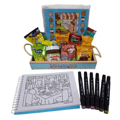 Cesta Colorir Bobbie Goods com Doces Dia das Crianças