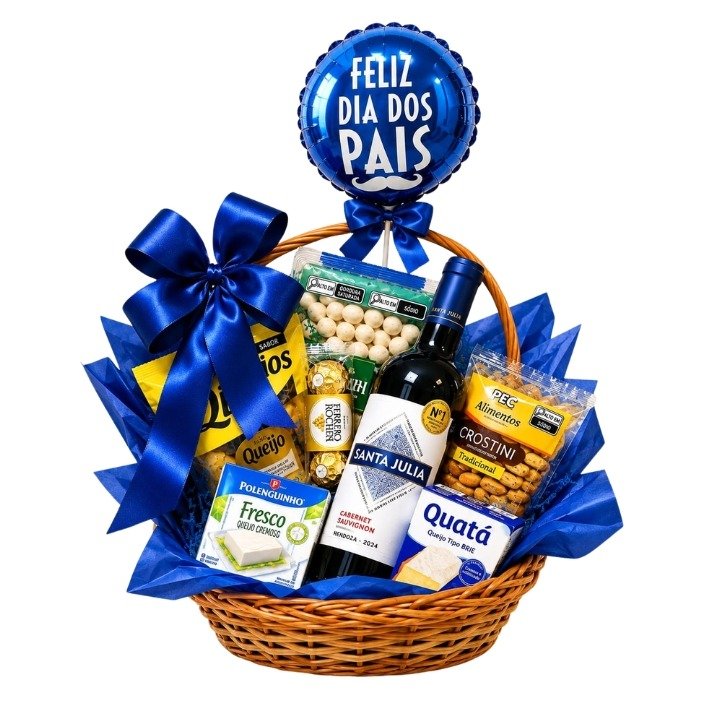 Cesta Luxo Vinho Premium para o Papai