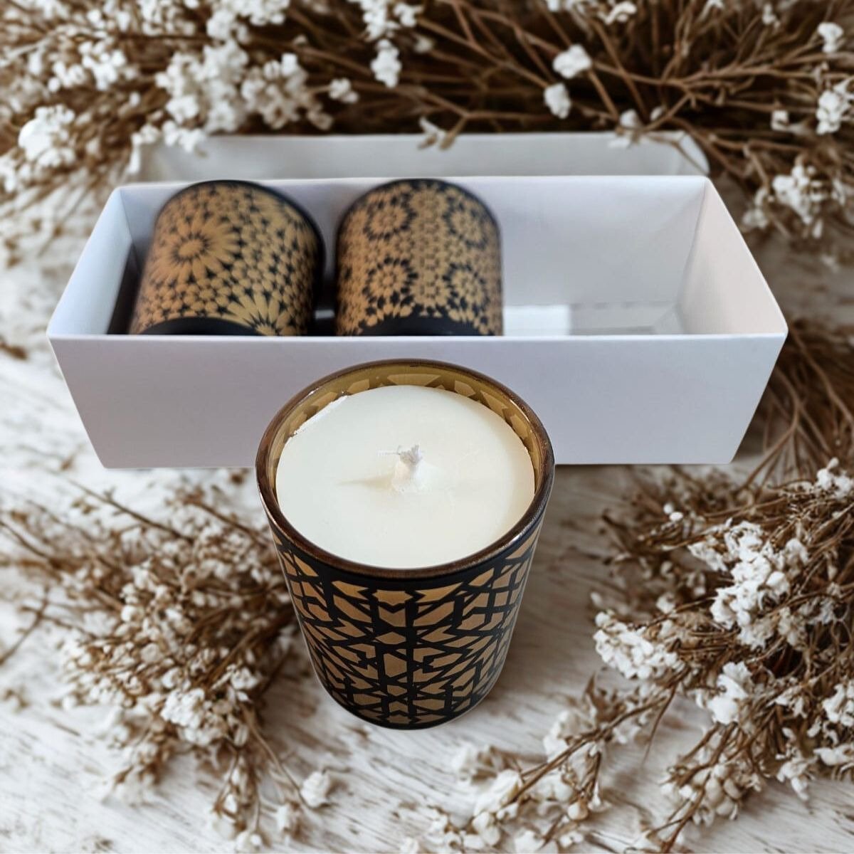 Kit Presente Trio de Velas Mandala Gold