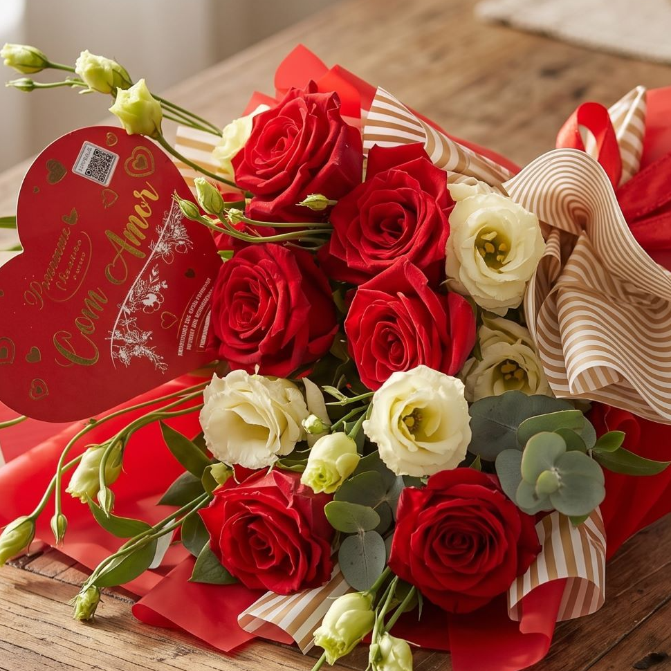Buquê de Rosas Vermelhas Colombianas com Bombons Finos