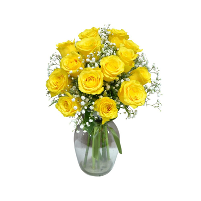 15 Rosas Amarelas no Vaso