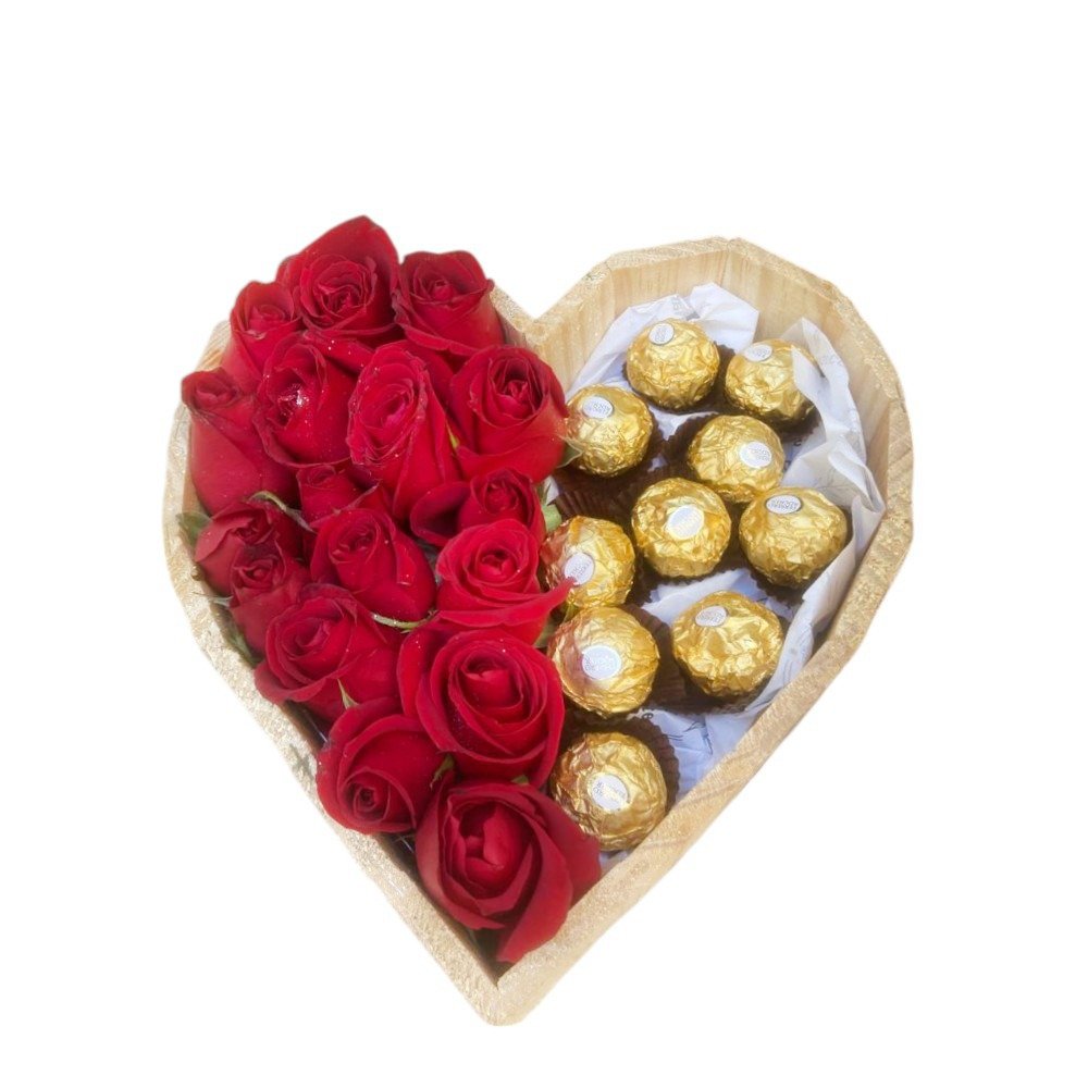 Coração Love de Rosas Com Ferrero Rocher