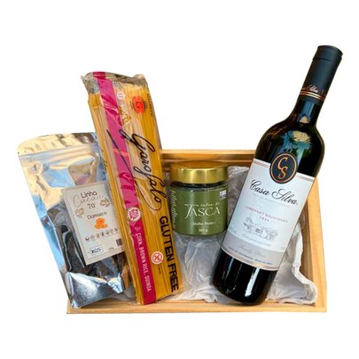 Cesta Experiência Gourmet: Vinho e Jantar Sem Glúten