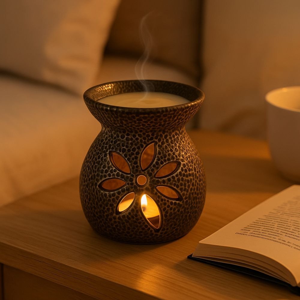 Kit 16 Velas Wax Melts Chá Branco + Rechaud + Velinhas