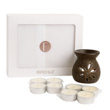 Kit 20 Velas Wax Melts Chá Branco + Rechaud + Velinhas