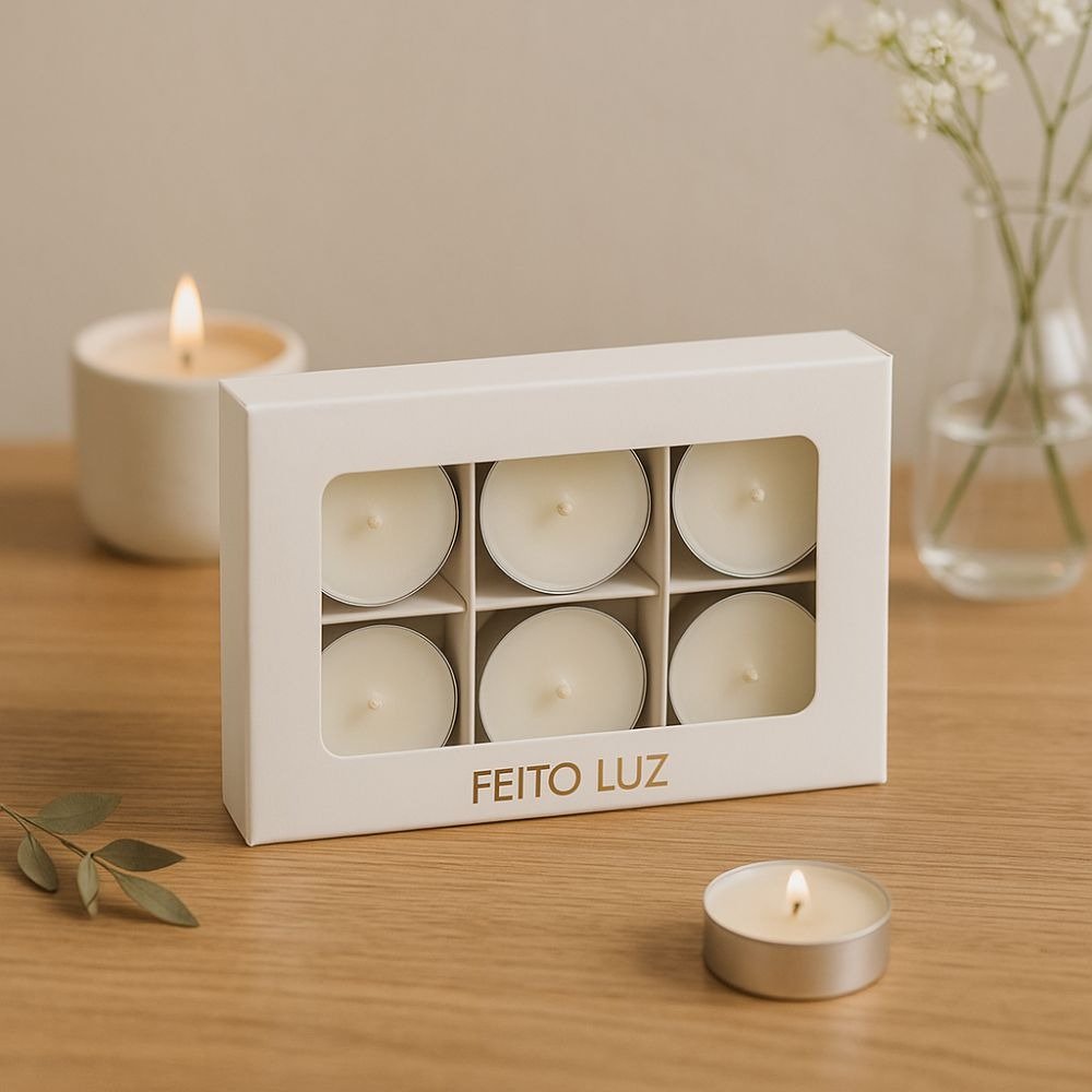 Kit Velas Wax Melts 150g Chá Branco + Rechaud + Velas