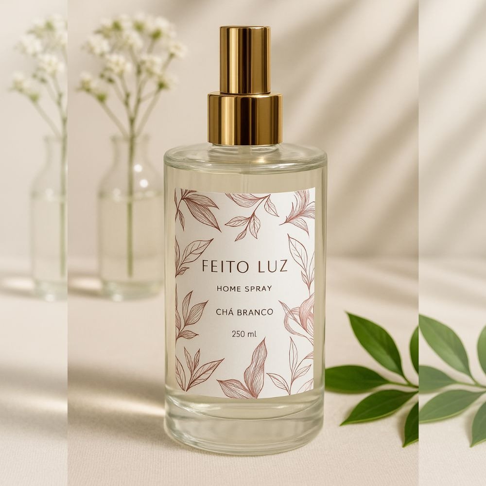 Kit Velas Wax Melts + Rechaud + Home Spray Chá Branco