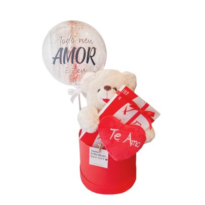Cesta Romântica com Urso e Bombons