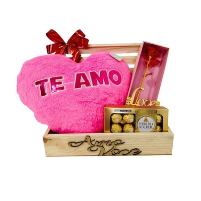 Cesta de chocolate rosa