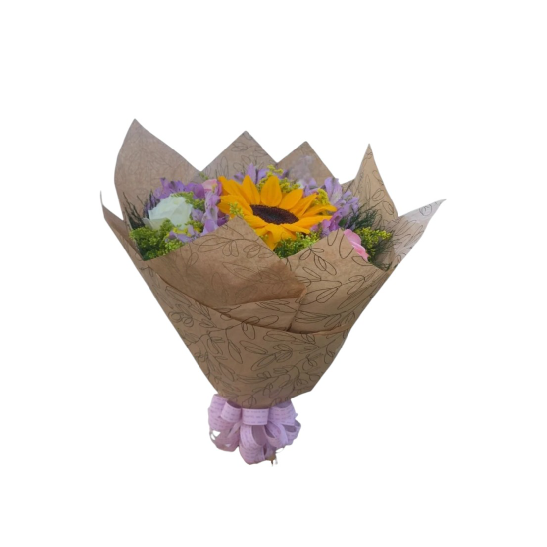 Buquê Rosas Coloridas e Girassol