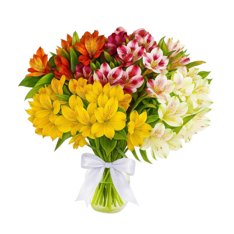 Arranjo de Astromélias Coloridas no Vaso