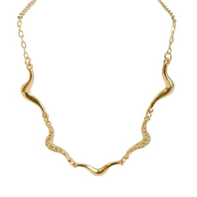 Colar Feminino Ondulado com Detalhes em Brilho