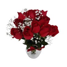 Arranjo Rosas Vermelhas no Vaso de Vidro