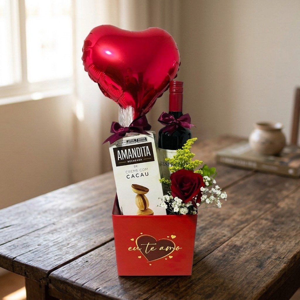 Box de Rosas, Vinho e Amandita