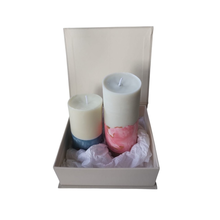 Caixa com Velas Quartzo e safira e Cerejeira e avelã