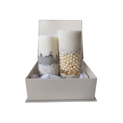 Caixa com Velas Duo Texturas Essência Cascas e Folhas