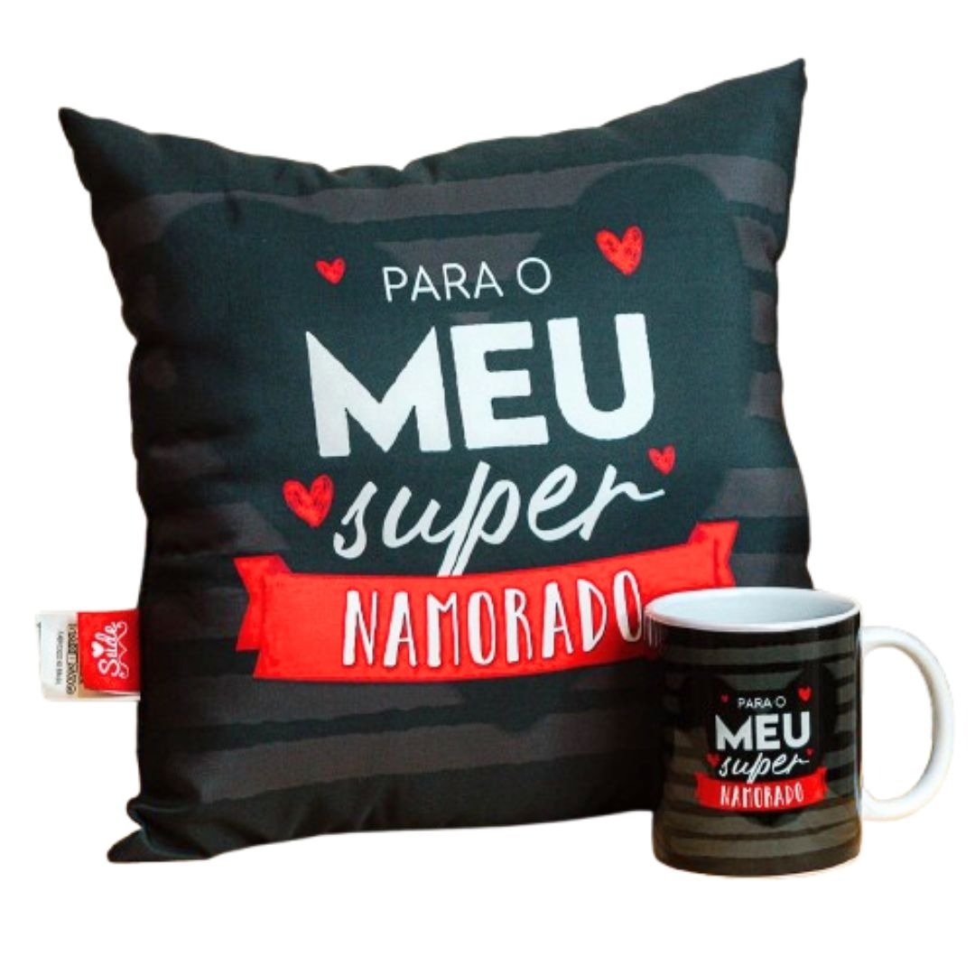 Kit Presente Almofada e Caneca Super Namorado