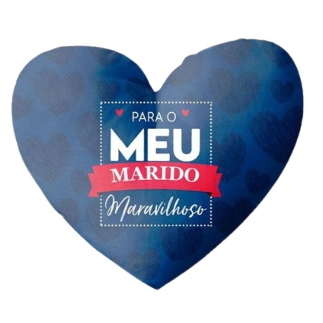 Kit Almofada Coração e Caneca Meu Marido Maravilhoso