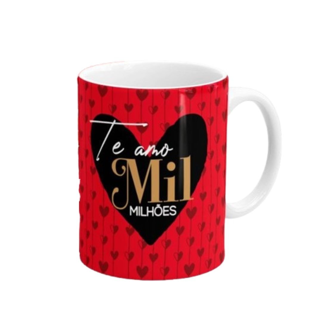 Kit Almofada Coração e Caneca Te Amo Mil Milhões