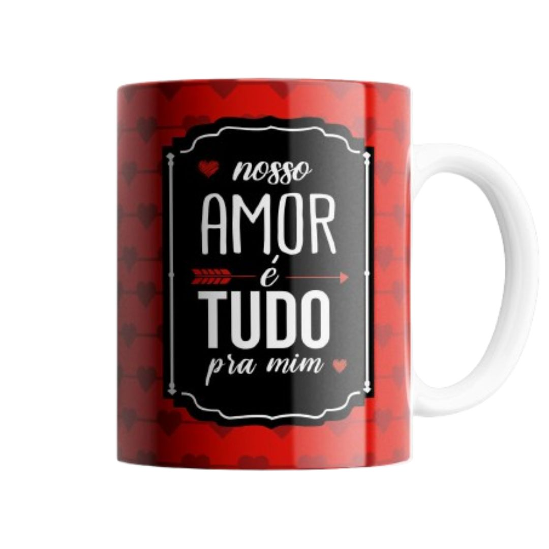 Kit Almofada Coração Caneca Nosso Amor é Tudo Pra Mim