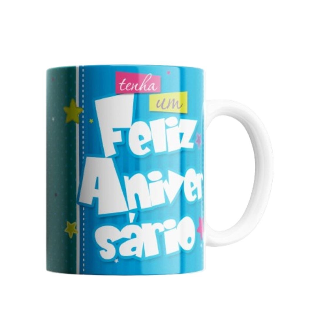 Kit Almofada e Caneca Tenha um Feliz Aniversário