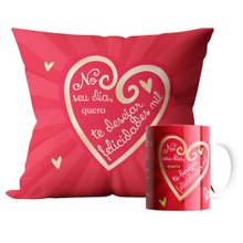 Kit Presente Almofada e Caneca Felicidades Mil