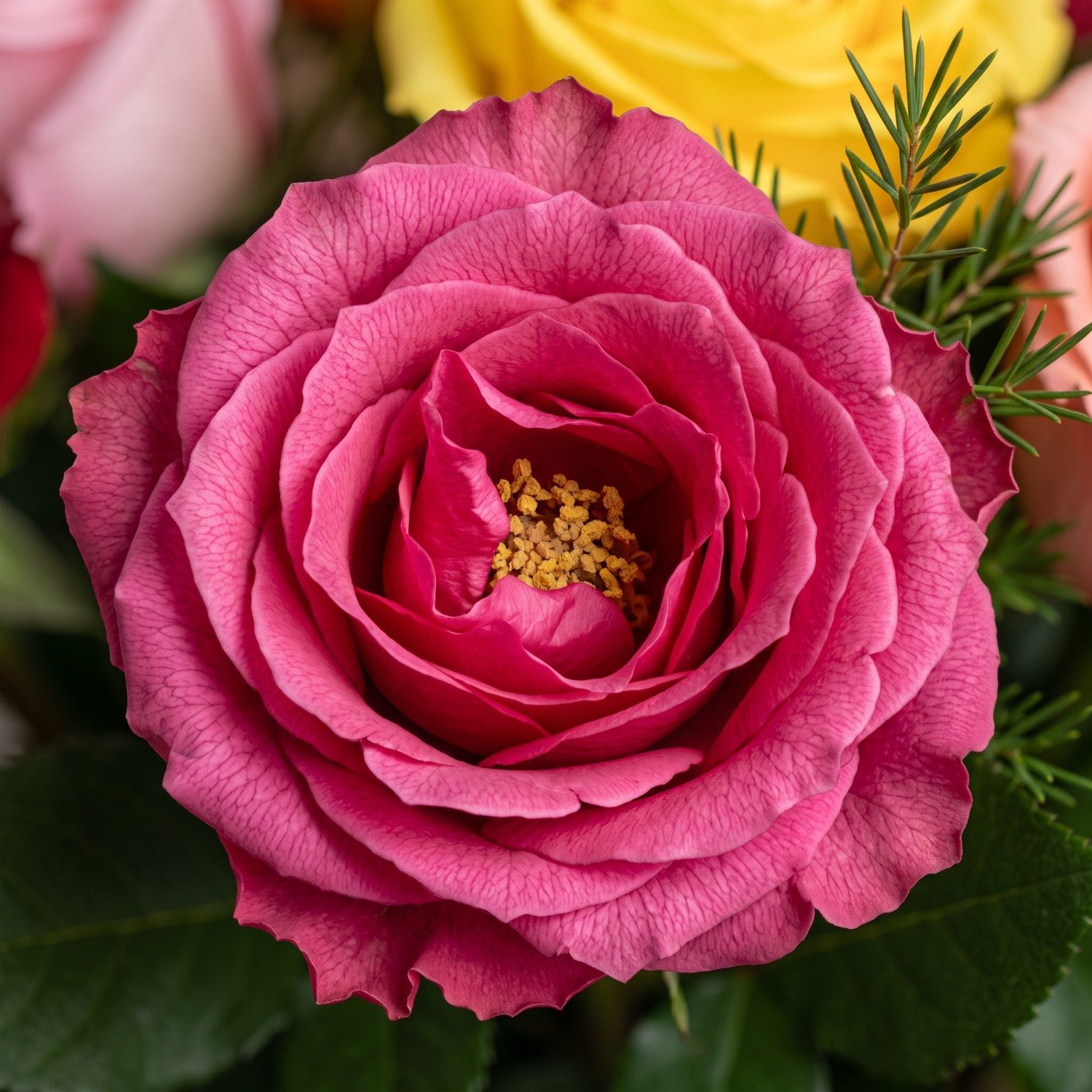 Buquê com 12 Rosas Coloridas no Kraft