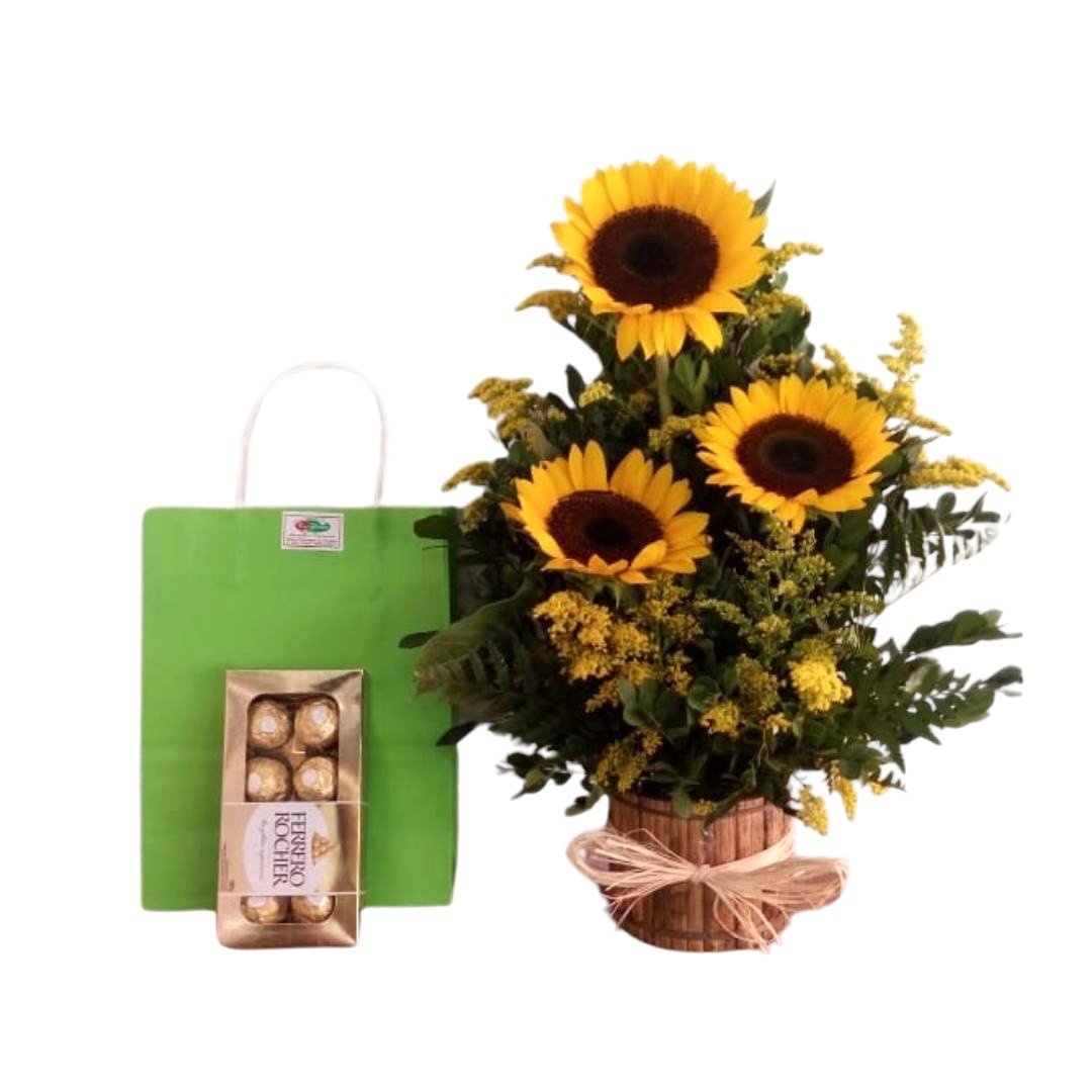 Combo de Girassóis com Chocolate Ferrero