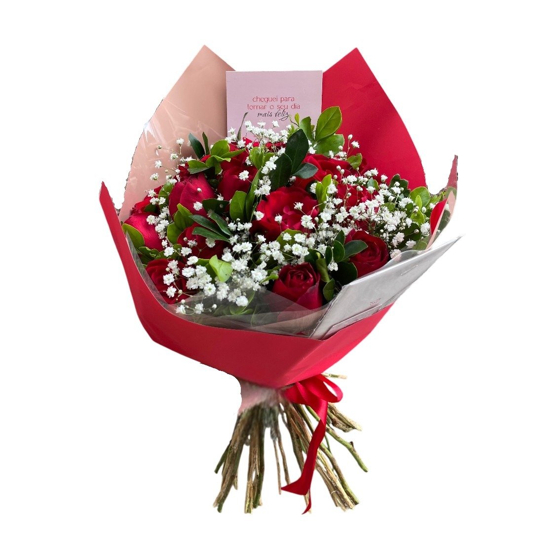 Buquê de 12 Rosas Nacionais Vermelhas