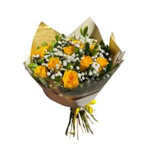 Buquê de 12 Rosas Nacionais Amarelas