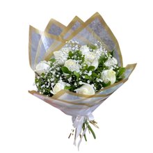 Buquê de 12 Rosas Nacionais Brancas