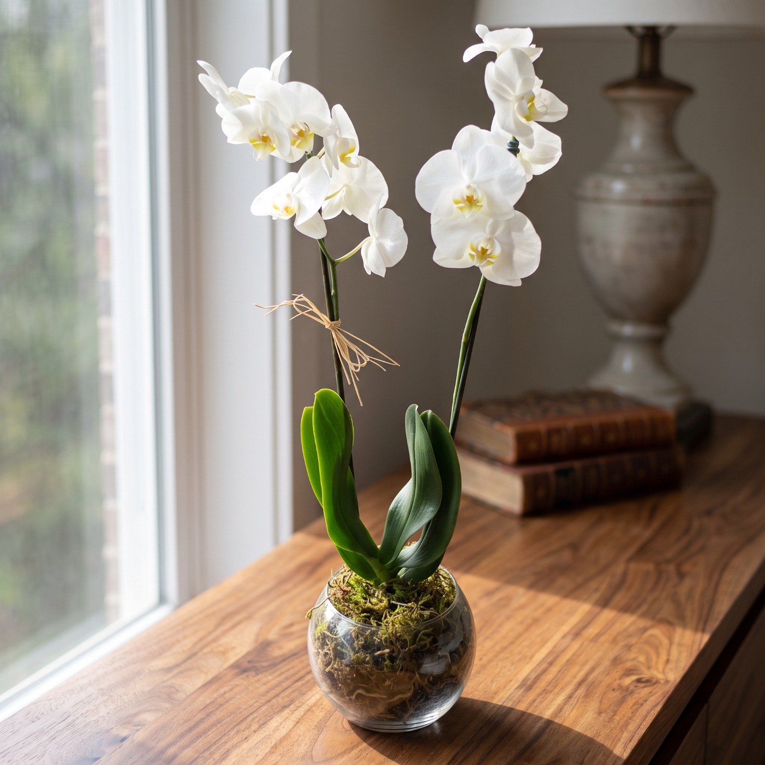 Orquidea Branca no Vaso de Vidro