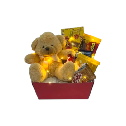 Cesta Carinho Doce com Ursinho e Chocolates