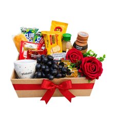 Cesta Alegria e Gratidão Com Rosas Artificiais