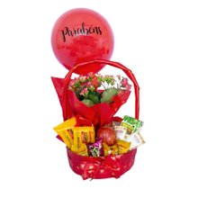 Cesta de Café da Manhã Tarde P com Balão Personalizado