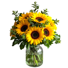 Buquê com 6 Girassóis em Vaso de Vidro