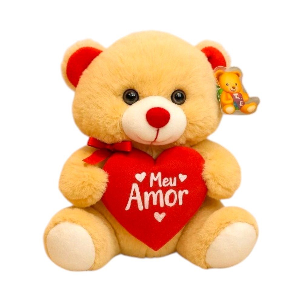Urso de Pelúcia com Plaquinha "Eu Te Amo"