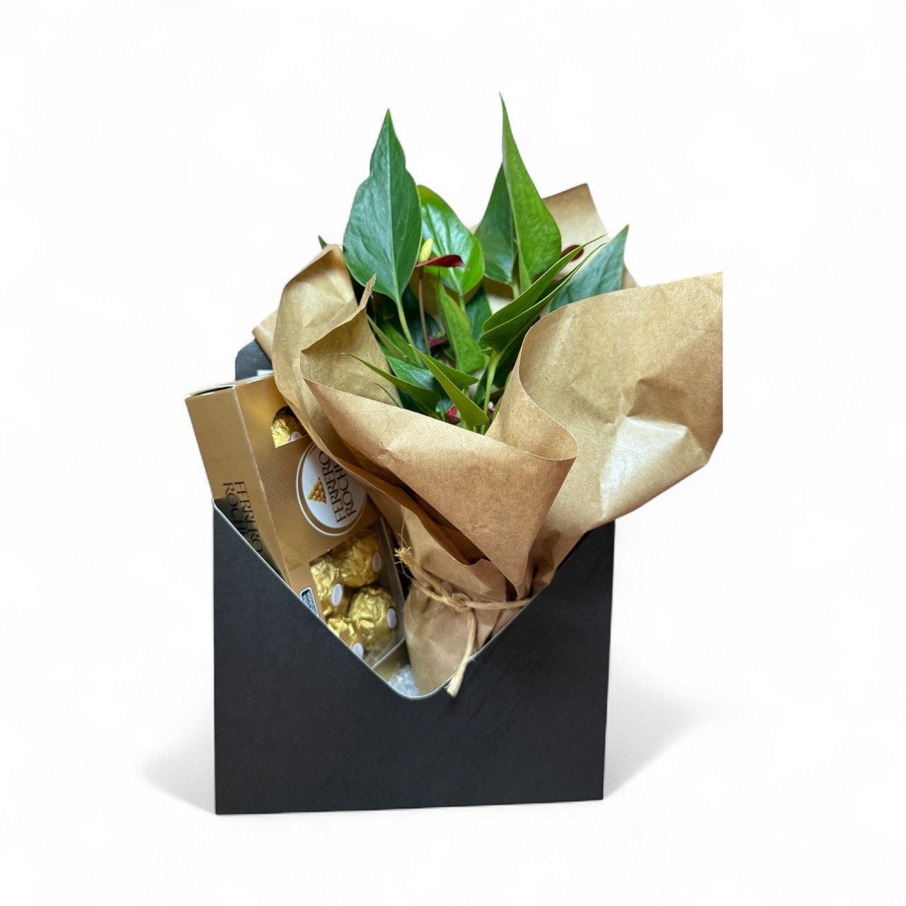 Caixa Presente Mini Antúrio Luxo e Ferrero Rocher