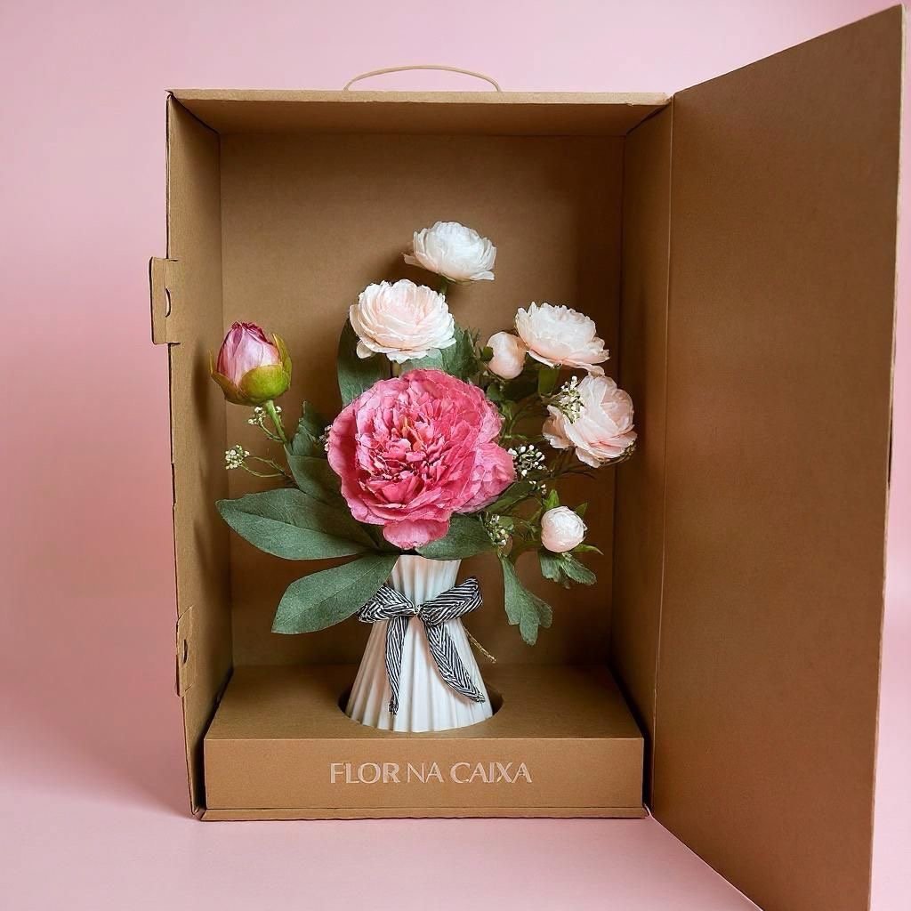 Buquê Peônia Rosa - Envasado